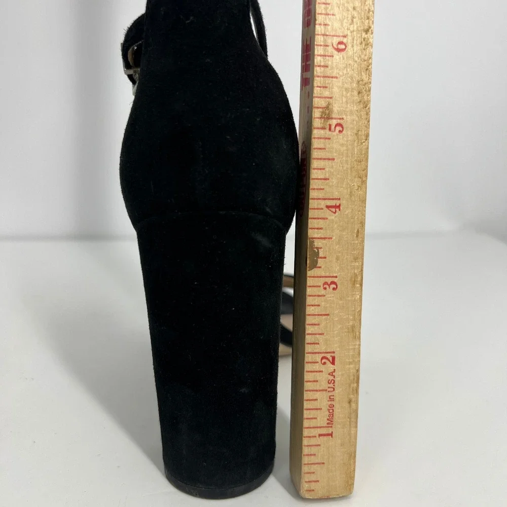 Sam Edelman Yaro Black Suede Block Heel‎ Ankle Strap Sandals Womens Size 7M